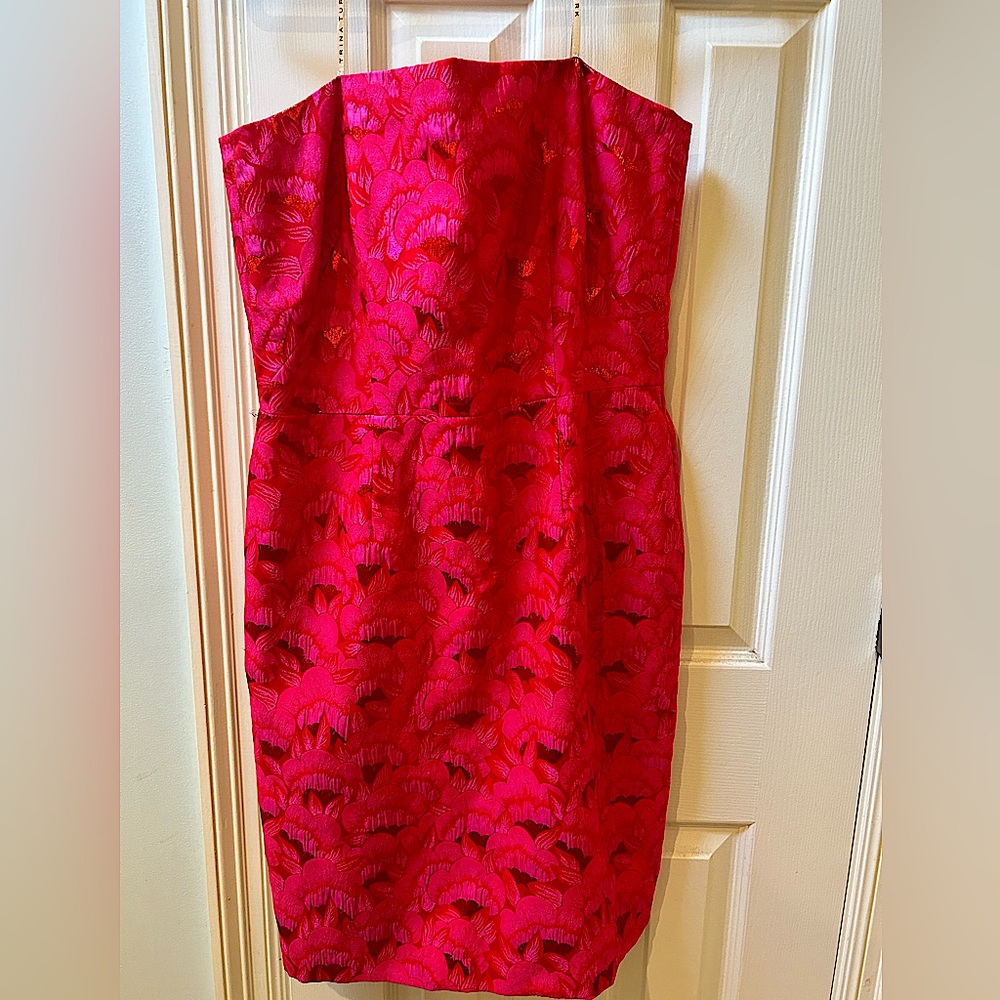 Strapless hot pink and magenta dress